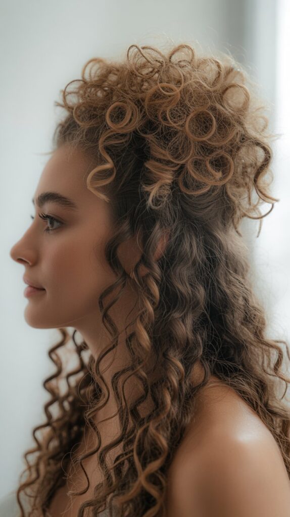33 Modern Half Up Half Down Curly Hair Ideas That Will Turn Heads on Any Occasion 33 Natural Volume Crown Half Up