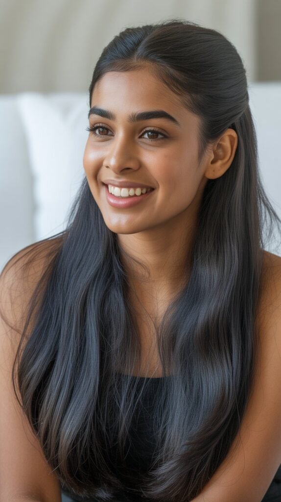 Sleek Straight Hair with Pulled-Back Sides