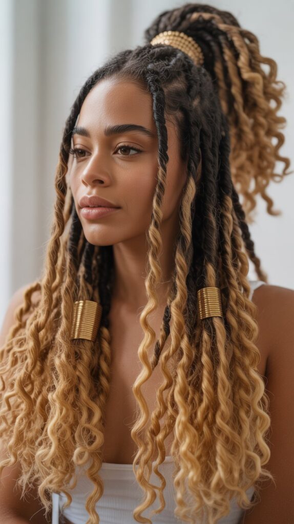 Top 33+ Baddie Hairstyles for Black Women Turn Heads 8 Goddess Locs with Curly Ends