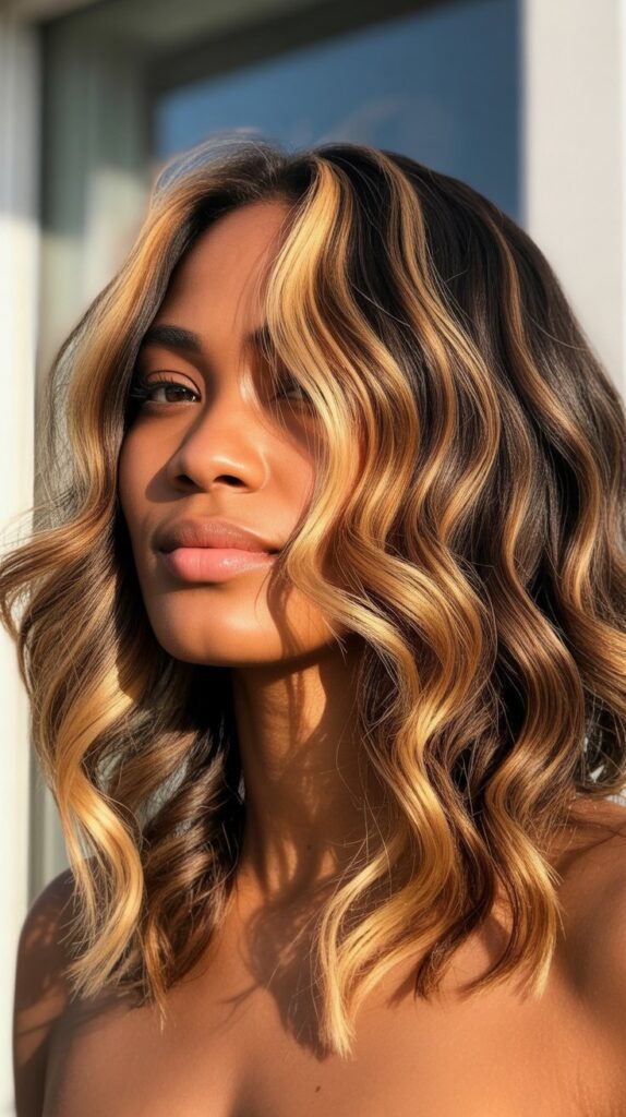 Top 33+ Baddie Hairstyles for Black Women Turn Heads 20 Wavy Lob with Highlights