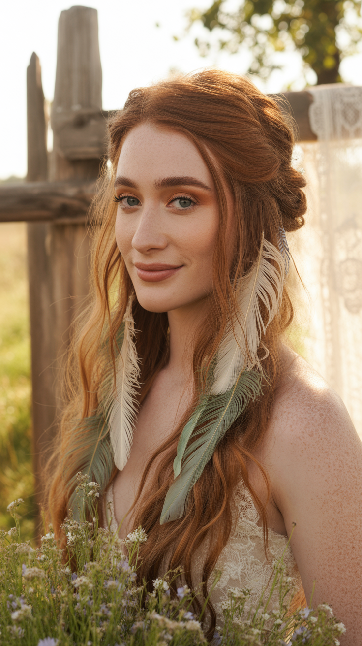 30+ Half-Up, Half-Down Wedding Hairstyles That Will Take Your Wedding Look to the Next Level 6 Waterfall Braid Half-Up