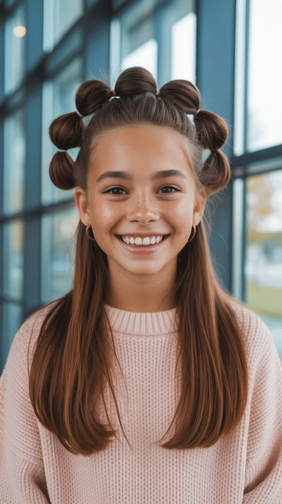 27 Stylish Cute Winter Hairstyles for Teens 17 Half-Up Bubble Ponytail
