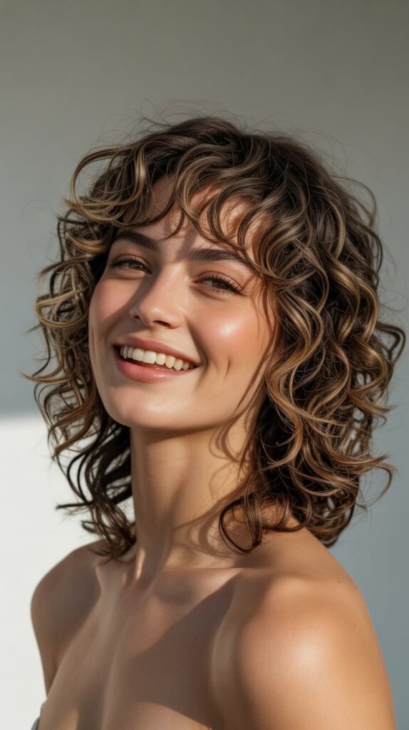 Curly Shag with Bottleneck Bangs