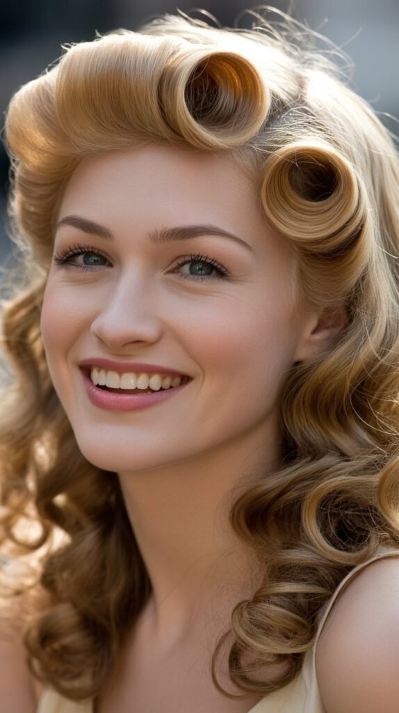 Curly Hair with Retro Victory Roll Bangs