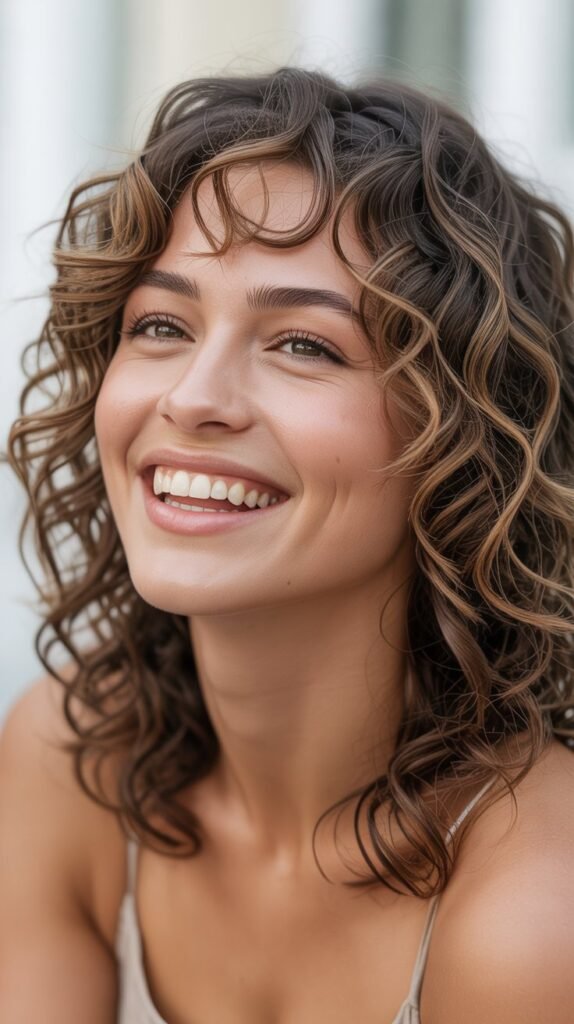 Curly Midi Cut with Soft Layers