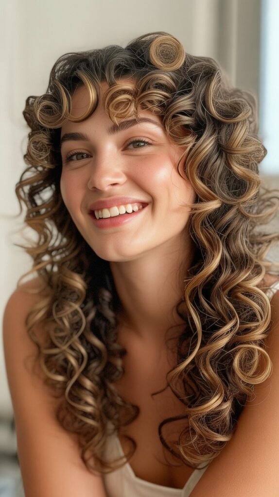 Ringlet Curls with Arched Bangs
