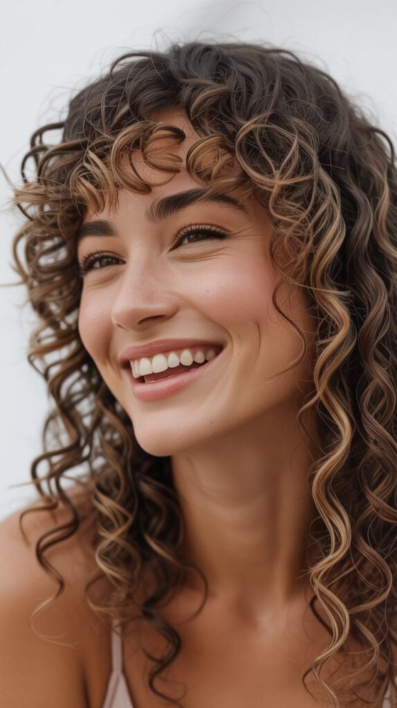 Curly Hair with Peek-a-Boo Bangs