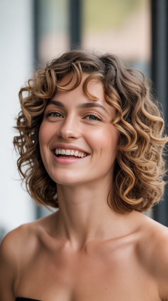  Layered Curly Shoulder Bob