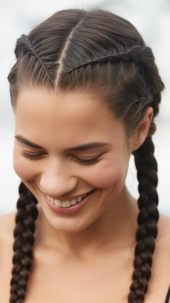  Zigzag Part with Double Braids