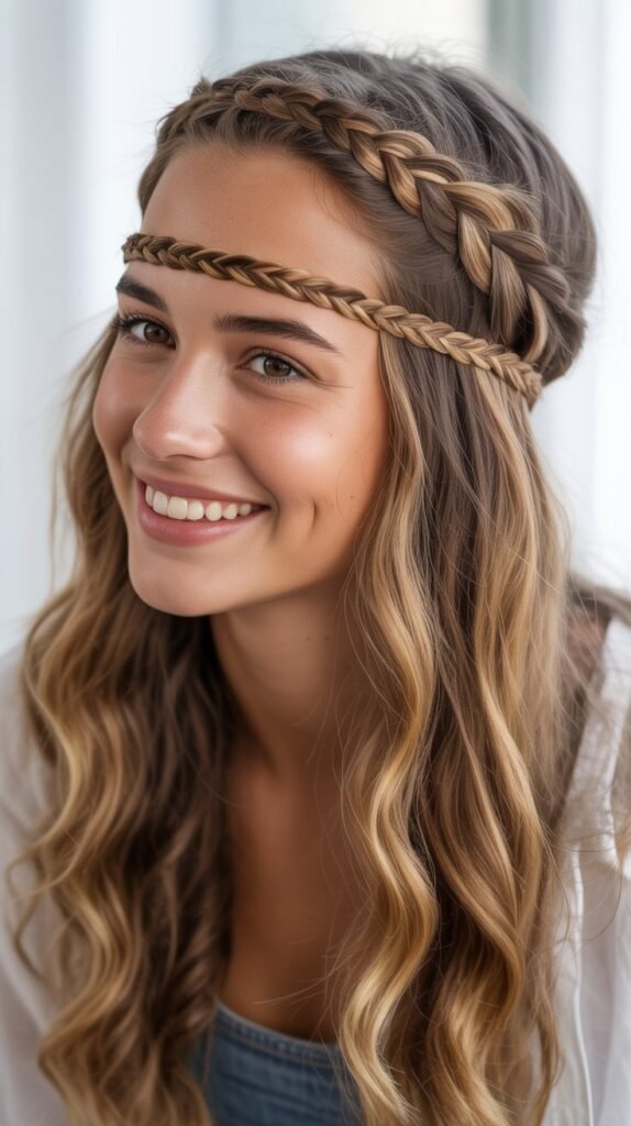  Braided Headband with Down Hair