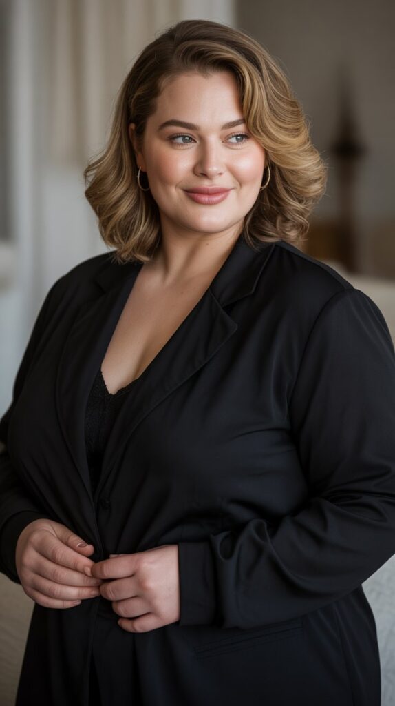 28 Trendy Plus-Size Winter Outfits for Women to Rock This Season 28 *Plus-size woman wearing blackRetry