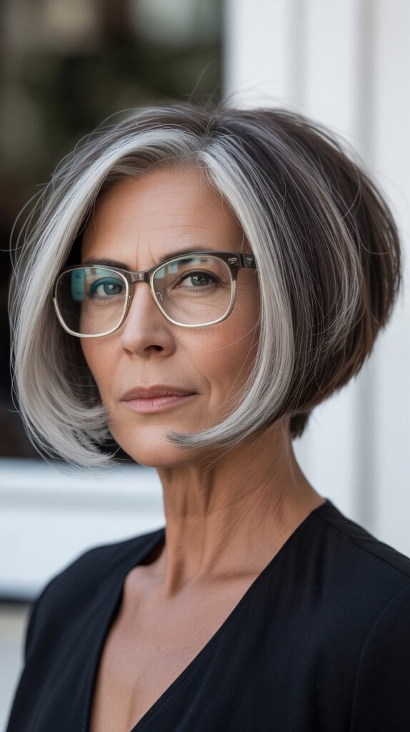 Best 27+ Hairstyles for Thin Fine Hair Over 60 with Glasses 14 Graduated Bob with Volume