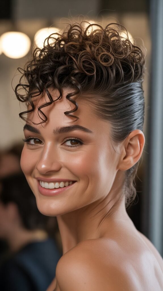 Curly Faux Hawk with Slicked Sides