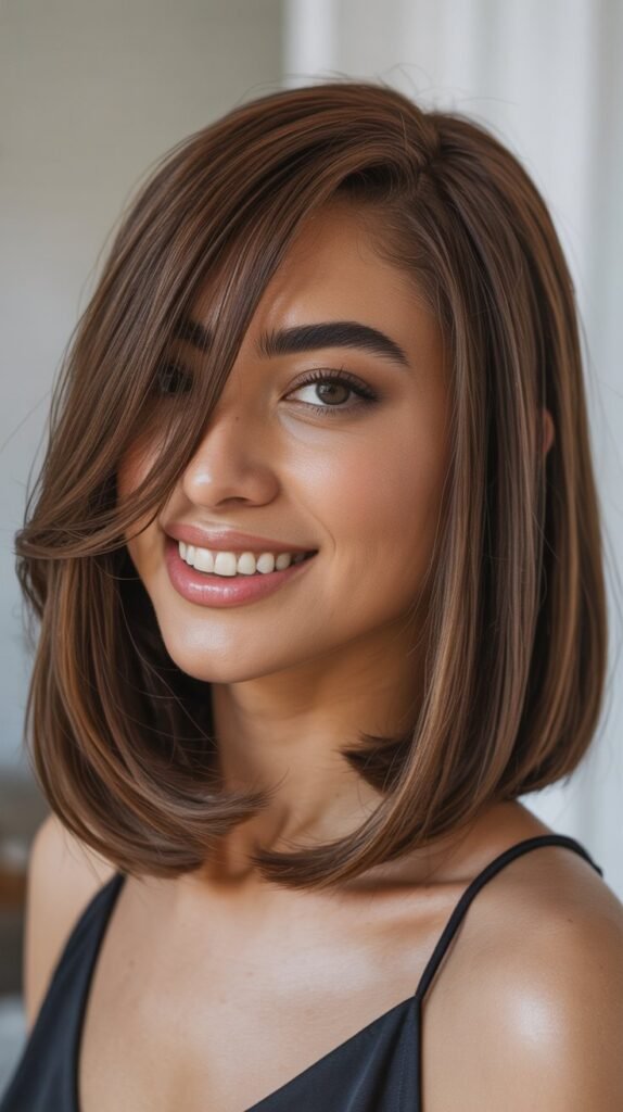 . Shaggy Long Bob with Choppy Bangs