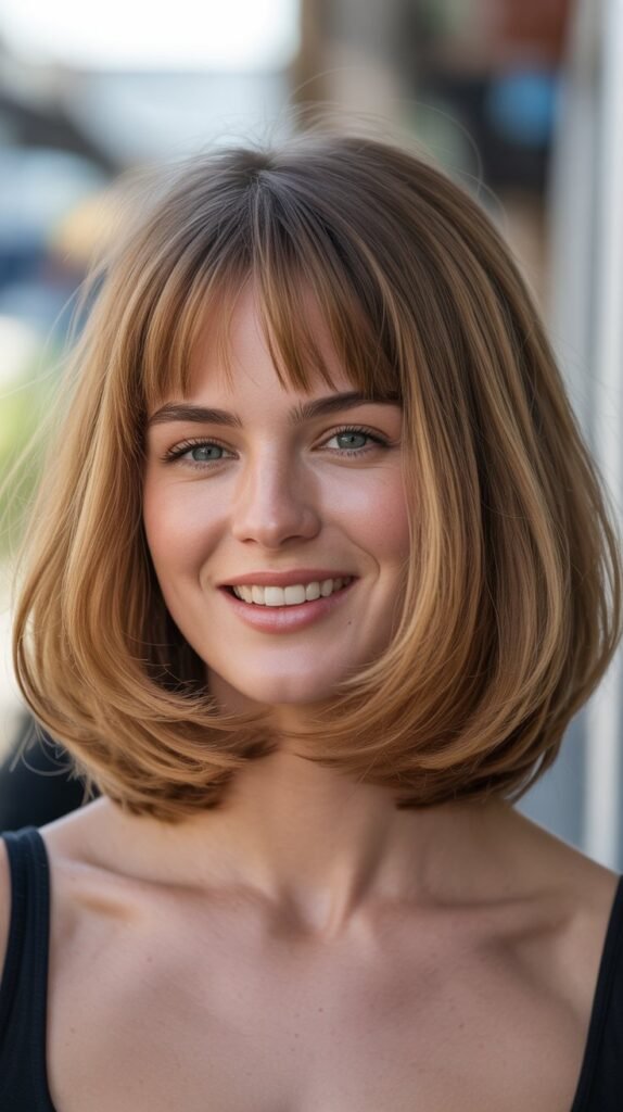 . Piece-y Lob with Curtain Bangs