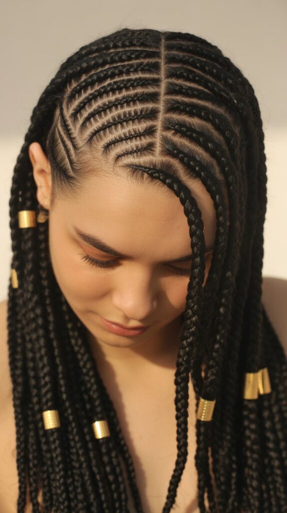 Best 25+ Half Cornrows Half Box Braids Styles You'll Obsess Over in 2025 21 Zigzag Parted Half Cornrows Half Box Braids
