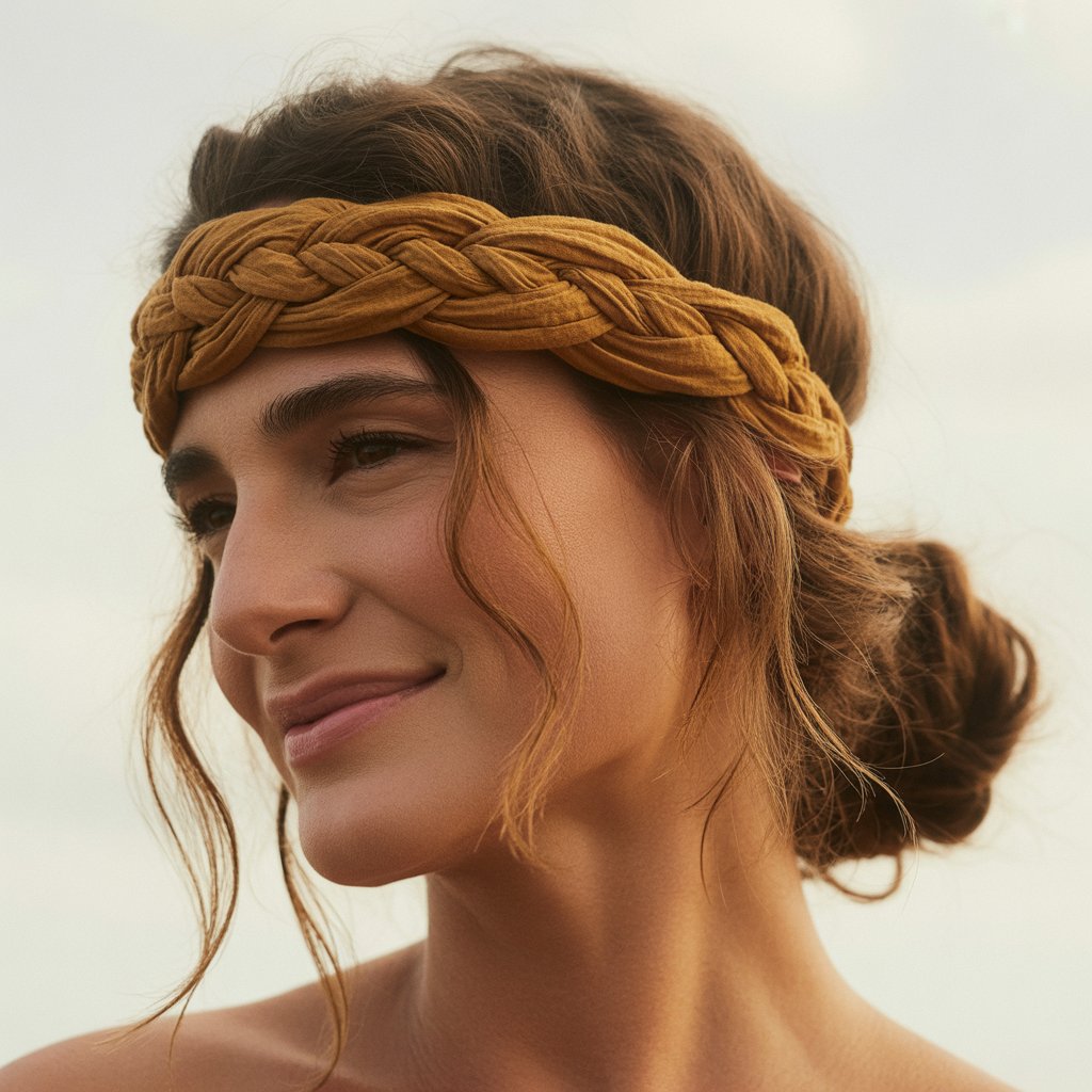 27 Greasy Hair Hairstyles with a Headband 4 Messy Low Bun with Braided Headband
