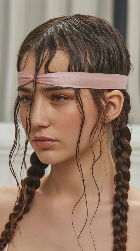 Braided Pigtails with Ribbon Headband