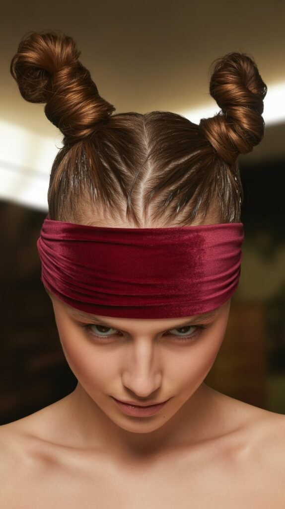 Space Buns with Velvet Headband