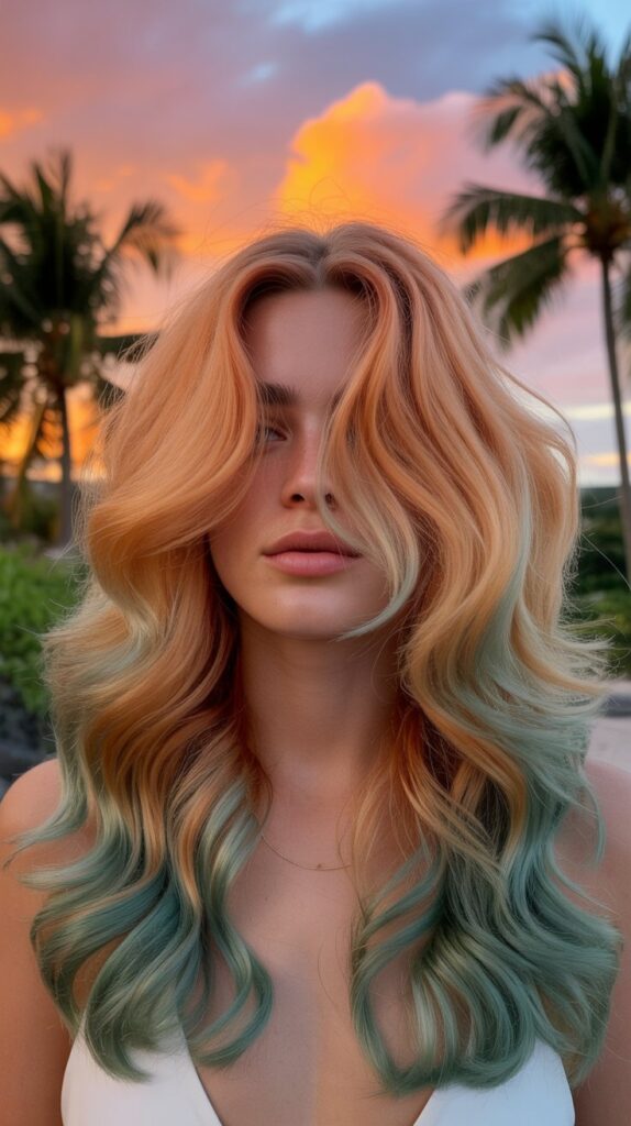 Peach and Seafoam Green Sunset