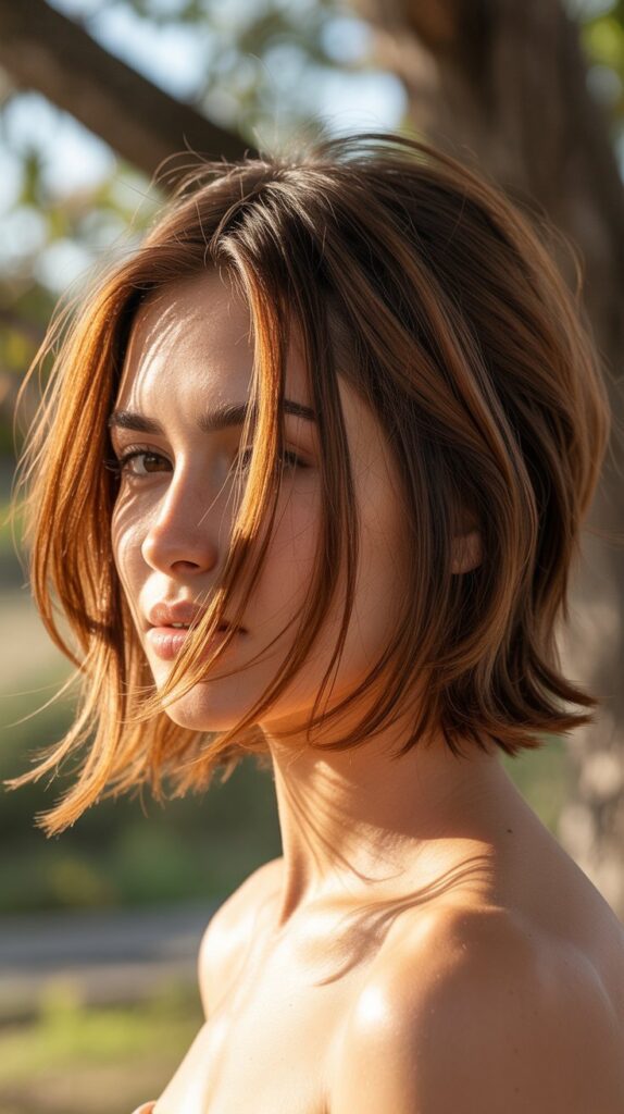 27+ Trendy Lowlights for Short Brown Hair on Brunettes 6 Chestnut Lowlights with Golden Undertones