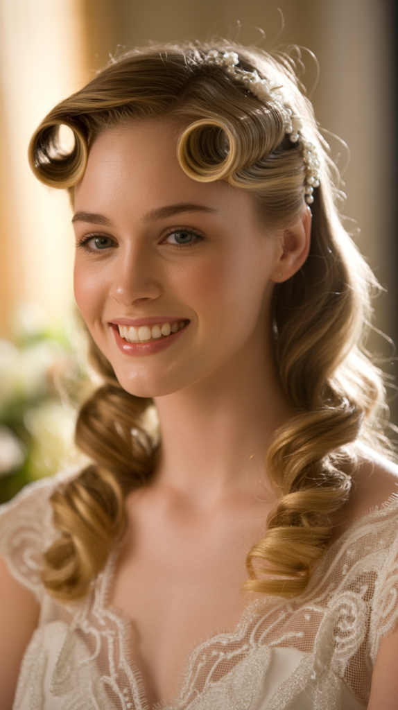 Vintage Pin Curl Half-Up