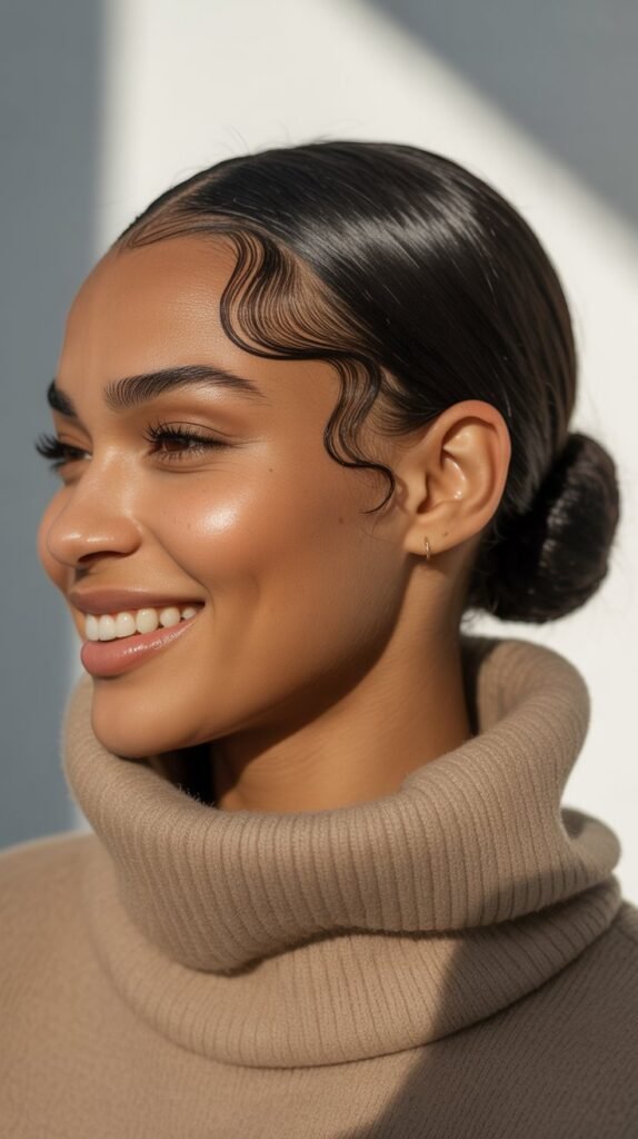 Sleek Low Bun with Baby Hairs