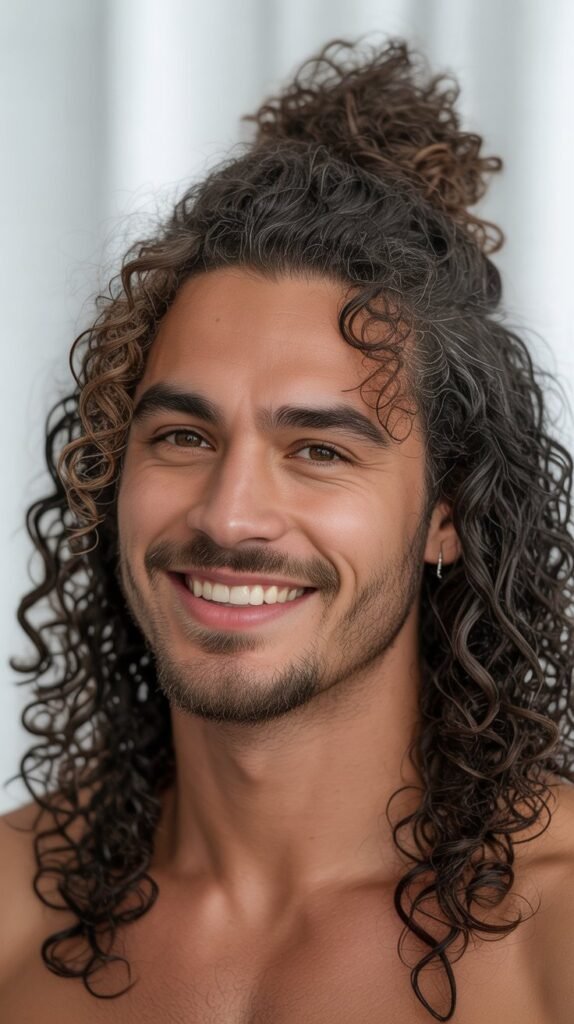 5. Curly Man Bun
