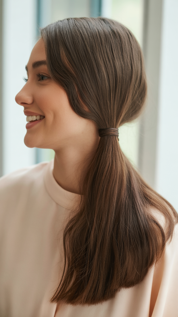 Sleek Middle Part Low Ponytail