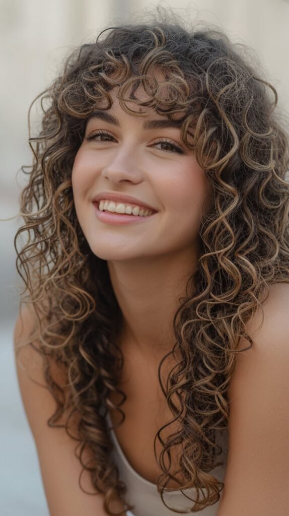 Curly Hair with Lengthy Bangs