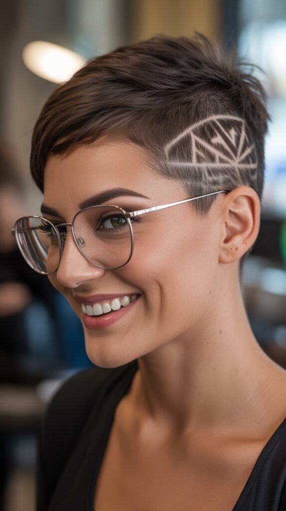 Pixie with Shaved Designs
