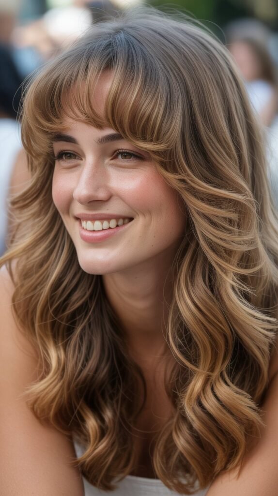  Loose Waves with Feathered Bangs