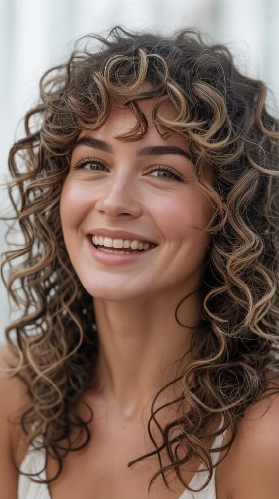 Curly Hair with Textured Fringe
