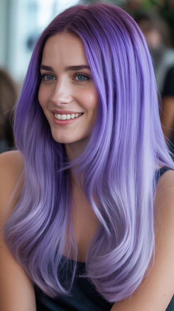 Ombre Purple to Lavender Long Straight