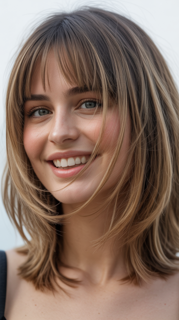 Choppy Lob with Curtain Bangs