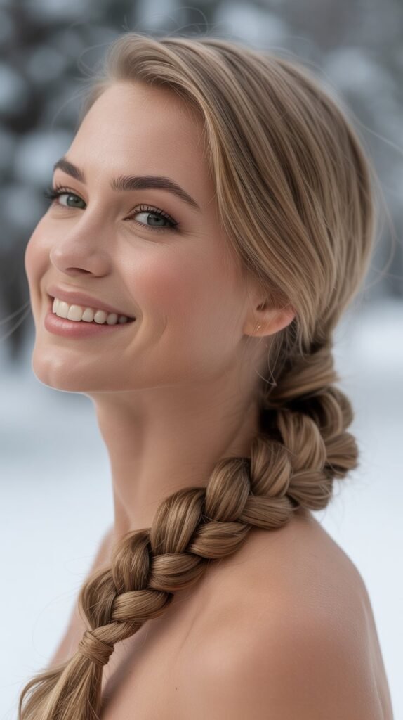 Low Braided Ponytail with Wrapped Base