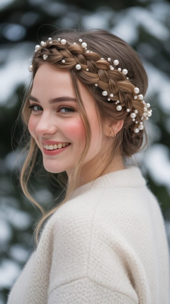 Dutch Braid Crown with Pearl Accessories