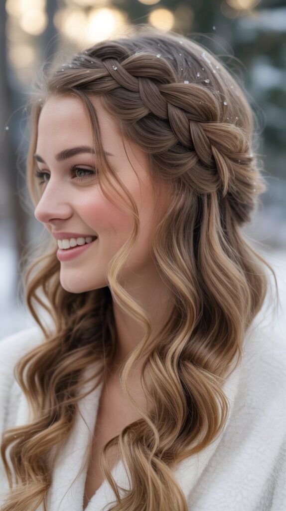 Romantic Waterfall Braid Half-Up Style