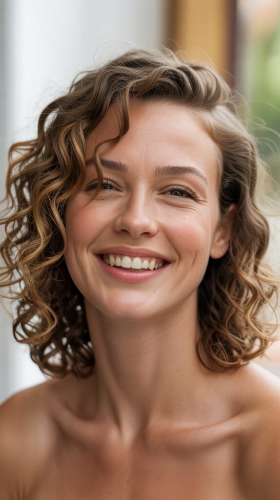 Side-Parted Curly Lob