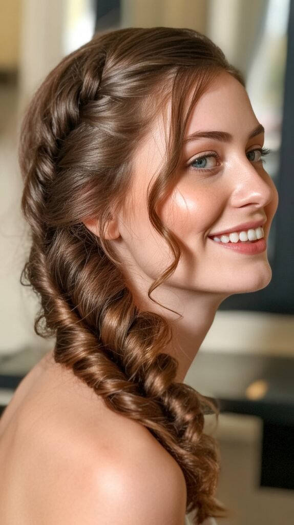 Side Braid with Curly Ends