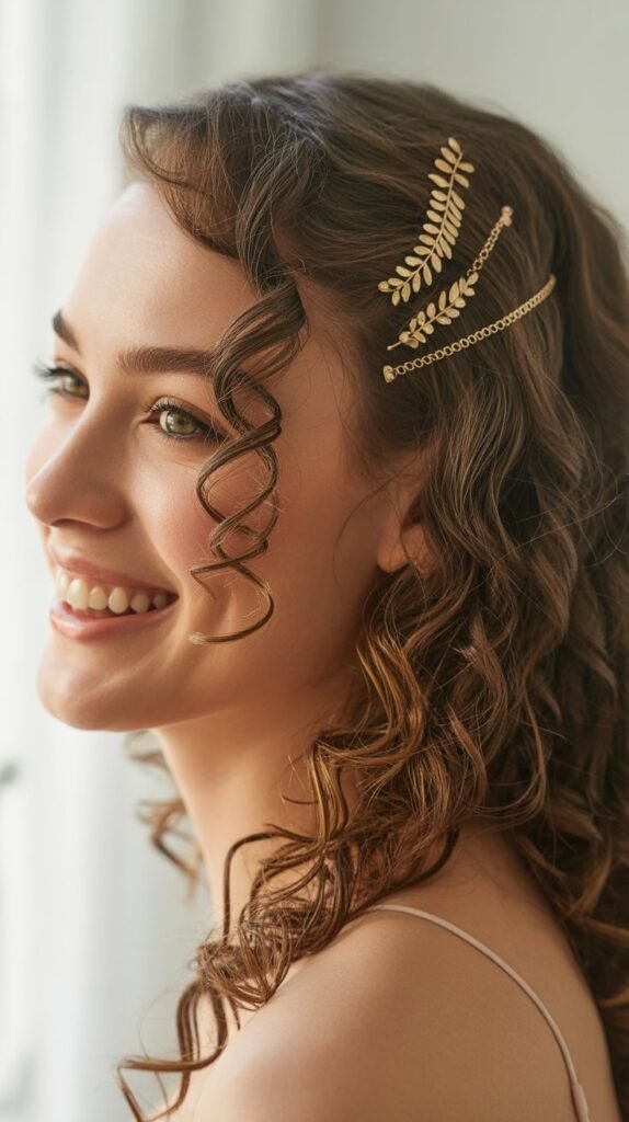 Side-Swept Curls with Hair Jewelry