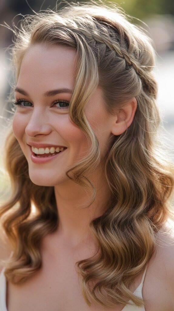 Side Swept Waves with Braid Accent