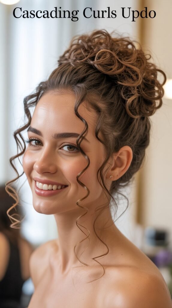 Cascading Curls Updo