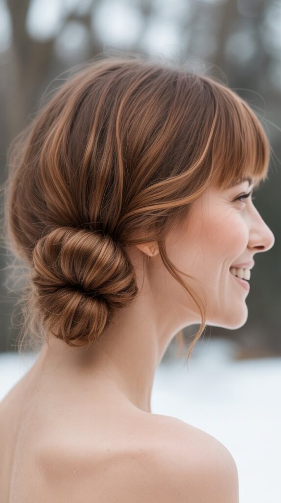 Textured Low Bun with Face-Framing Pieces