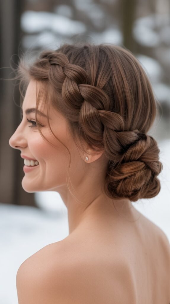 French Braid into Low Bun