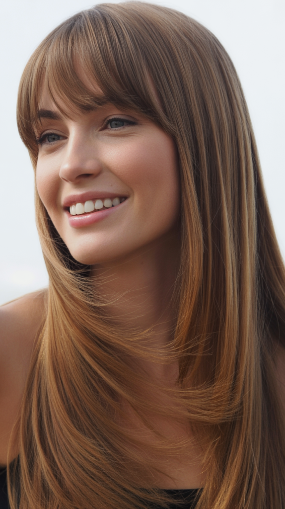 Straight Hair with Side-Swept Bangs