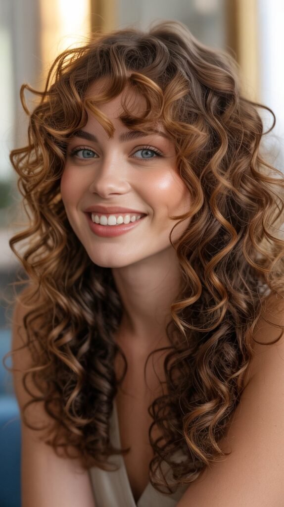 Big Curly Hair with Full Fringe