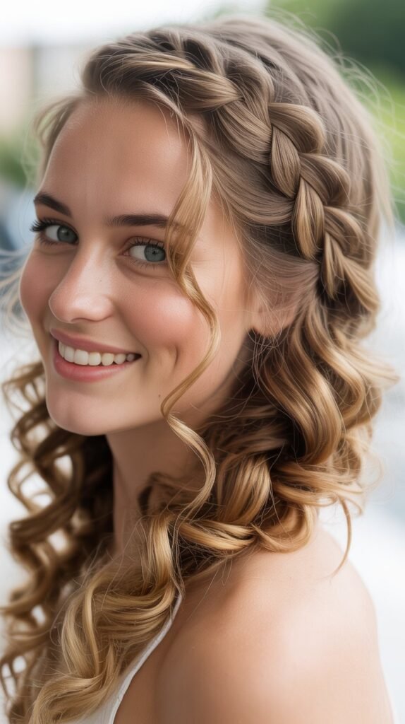 Waterfall Braid with Curls