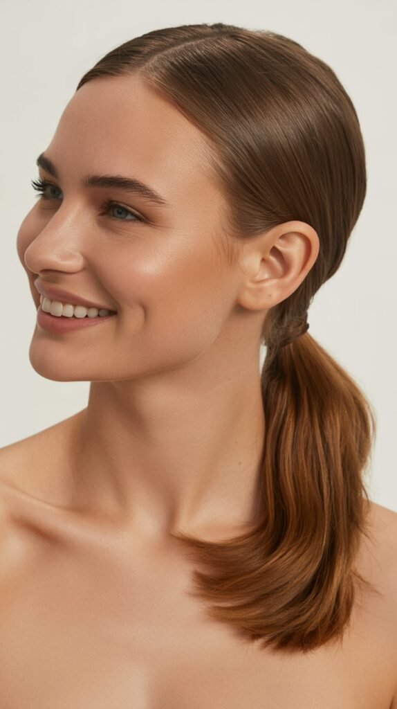 Sleek Middle Part Low Ponytail