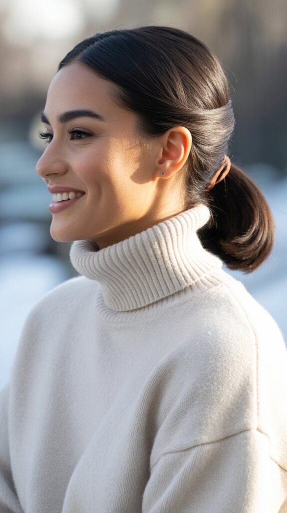 Sleek Low Ponytail with Wrapped Base